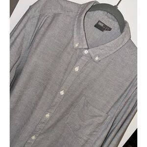 ASOS Design Mens Solid Gray Long Sleeve Button‎ Up Size 3XL Long Cotton Blend